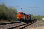 BNSF 7254 rocks a eb stack train.